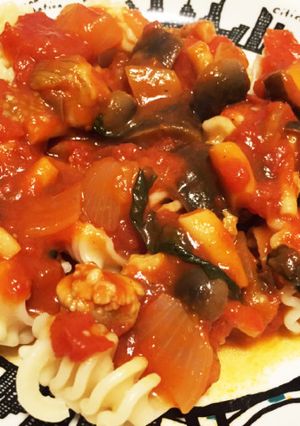 チキンときのこと茄子のトマトパスタ-レシピのメイン写真