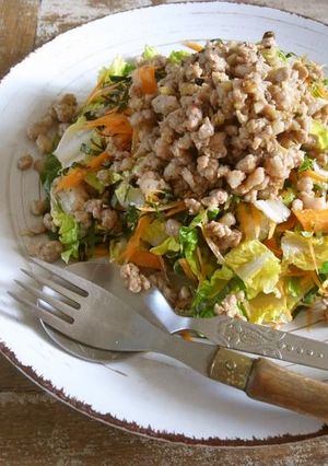 大葉消費＊レタスと大葉の豚ひき肉ドレがけ-レシピのメイン写真