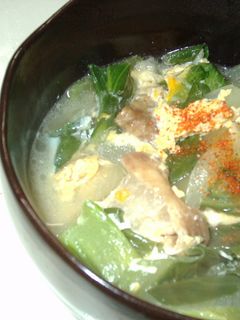 あぶらかすとチンゲン菜の卵とじ-レシピのメイン写真