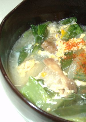 あぶらかすとチンゲン菜の卵とじ-レシピのメイン写真