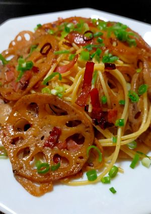 レンコンとベーコンのペペロンチーノ-レシピのメイン写真