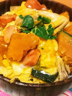 かぼちゃの煮付けとまいたけの秋味覚丼ϋ♡-レシピのメイン写真