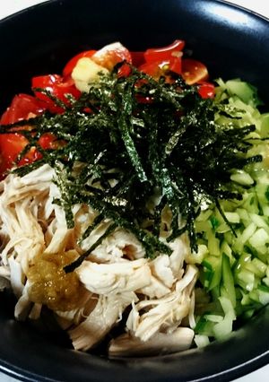 ガッツリ＆ヘルシー？鶏のササミの彩り丼♪-レシピのメイン写真