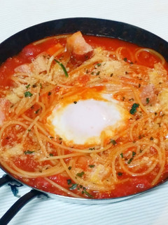 ワンポットで♪とろ旨トマたまパスタ-レシピのメイン写真