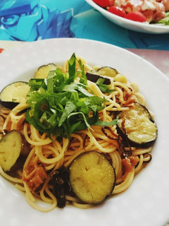 ナスと梅とシソのパスタ-レシピのメイン写真