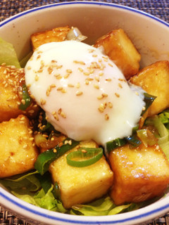 厚揚げ甘辛丼 温玉のせ♪-レシピのメイン写真
