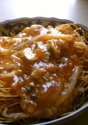 麻婆豆腐皿うどん-レシピのメイン写真