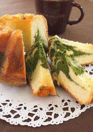 オイルで作る抹茶マーブルケーキ-レシピのメイン写真