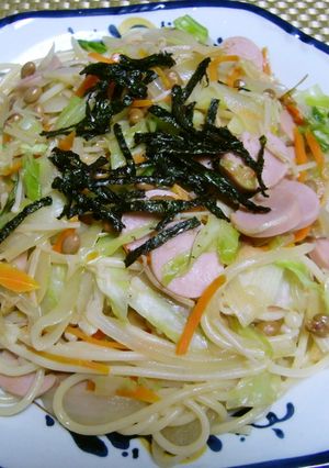 ★簡単！＊納豆とソーセージの和風パスタ＊-レシピのメイン写真