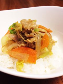 超簡単!野菜たっぷり焼肉丼-レシピのメイン写真