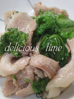 わさび菜と豚こま炒め-レシピのメイン写真