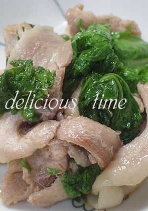 わさび菜と豚こま炒め-レシピのメイン写真