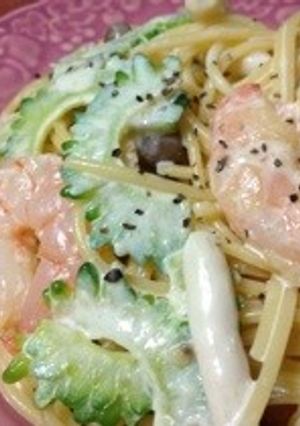 エビとゴーヤ味噌クリームワンポットパスタ-レシピのメイン写真