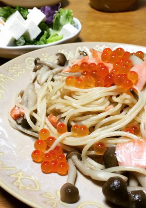 鮭といくらの和風親子パスタ-レシピのメイン写真