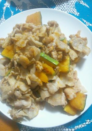 カボチャと豚肉の炒めもの-レシピのメイン写真