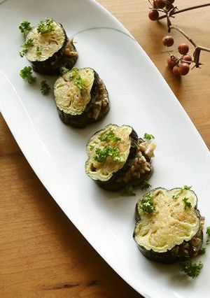 揚げナスに３種のキノコソースをトッピング-レシピのメイン写真