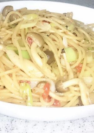 ネギときのこの梅パスタ-レシピのメイン写真
