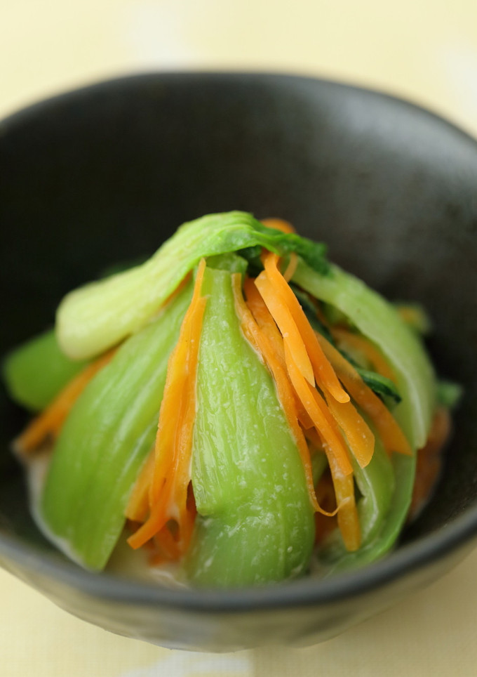 青梗菜と人参の練りゴマ豆腐和え-レシピのメイン写真
