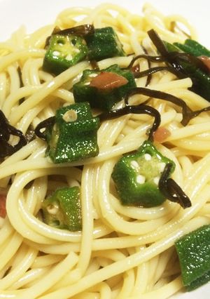 オクラと塩昆布の梅パスタ☆-レシピのメイン写真