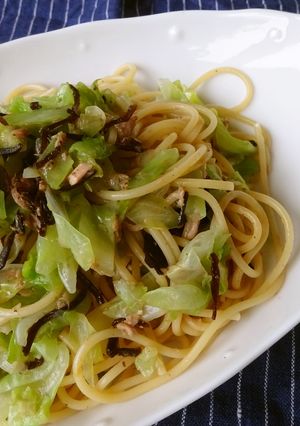 昆布屋のキャベツと塩昆布シンプルパスタ♪-レシピのメイン写真