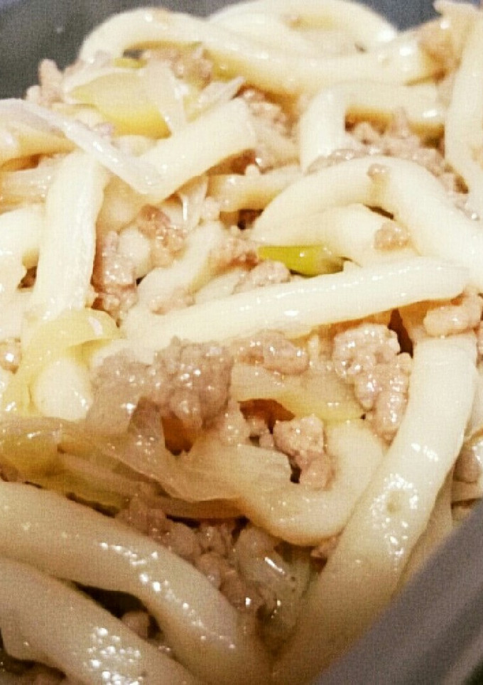 挽き肉とネギの焼きうどん-レシピのメイン写真