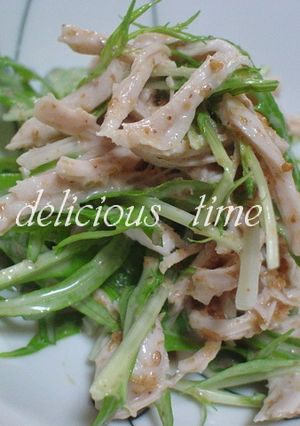 サブおかず☆水菜と蒸し鶏のゴマポン和え-レシピのメイン写真