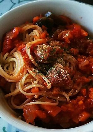 ﾜﾝﾎﾟｯﾄﾊﾟｽﾀでミートスパ☆-レシピのメイン写真