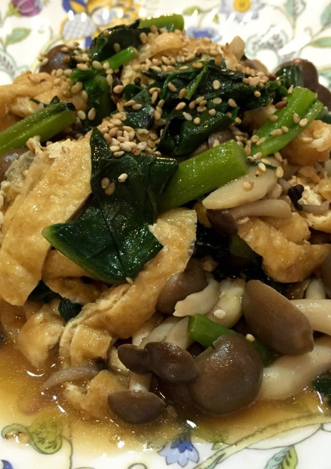 つるむらさきとお揚げさんのごま油炒め-レシピのメイン写真