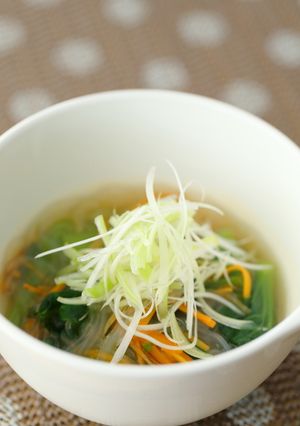 生姜でぽかぽかお野菜と春雨の中華スープ-レシピのメイン写真