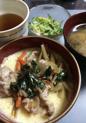 豚すき焼き風on the卵かけご飯-レシピのメイン写真