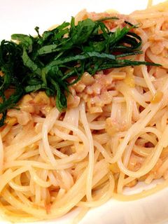 超簡単!明太子と納豆と大葉の和風パスタ♡-レシピのメイン写真