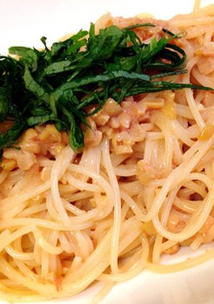 超簡単！明太子と納豆と大葉の和風パスタ♡-レシピのメイン写真