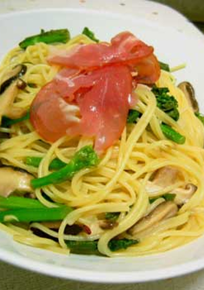 菜の花ときのこのパスタ～生ハム添え～-レシピのメイン写真