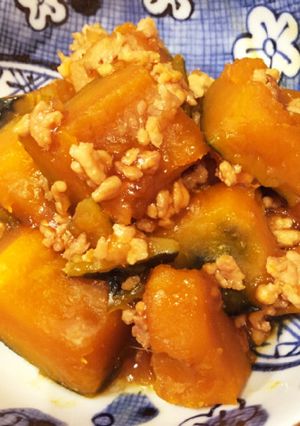 ほっくり！南瓜と鳥ひき肉の煮物-レシピのメイン写真
