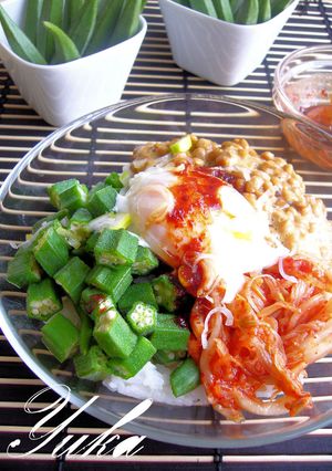 男を無口にさせる!?オクラ納豆キムチ丼♨-レシピのメイン写真