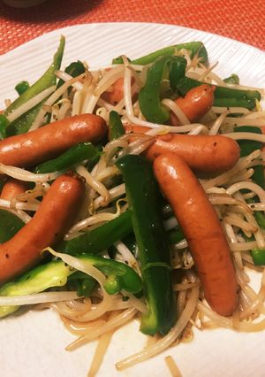 簡単☆シャキシャキもやしのソーセージ炒め-レシピのメイン写真
