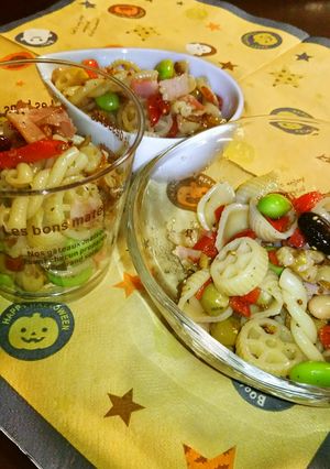 ワンポットパスタ!蒸し豆とナッツのサラダ-レシピのメイン写真