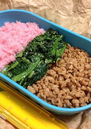 【昼食】大豆ミンチの三色弁当はいかが？-レシピのメイン写真