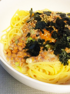 柚子胡椒と卵のノンオイル手抜き納豆パスタ-レシピのメイン写真