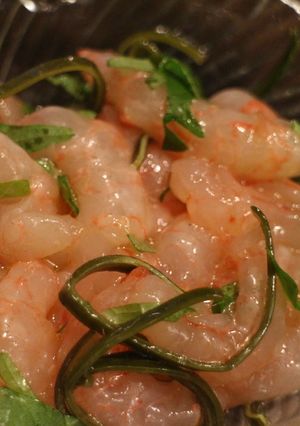 甘エビの昆布〆エゴマ油-レシピのメイン写真