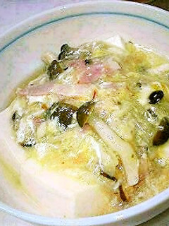 きのこ・ベーコン・卵のあん掛け豆腐-レシピのメイン写真