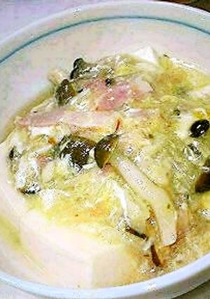 きのこ・ベーコン・卵のあん掛け豆腐-レシピのメイン写真
