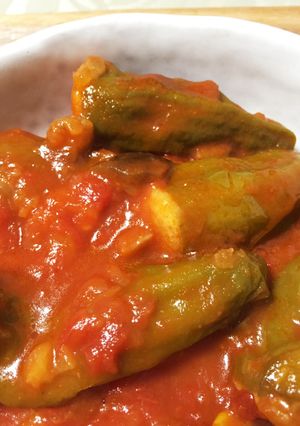ピーマンの肉詰めトマト缶煮-レシピのメイン写真