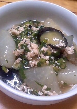 蕪と大根と揚げ茄子の鶏挽肉あんかけ-レシピのメイン写真