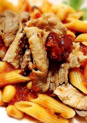 豚肉入りトマトソースのワンポットパスタ-レシピのメイン写真