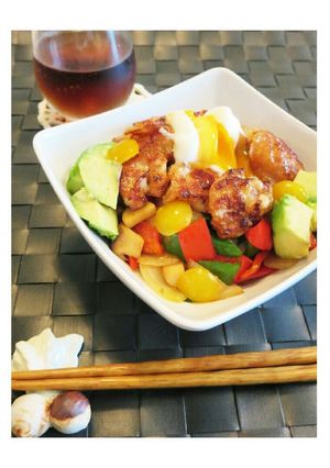 卵とろ～☆鶏肉のカラフル丼-レシピのメイン写真