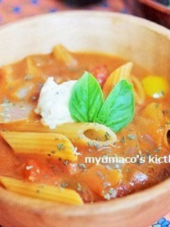 ワンポットパスタ!ペンネのトマトスープ-レシピのメイン写真