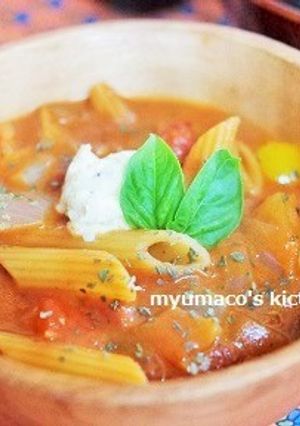 ワンポットパスタ！ペンネのトマトスープ-レシピのメイン写真