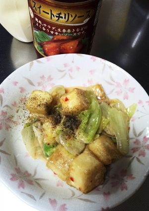 簡単おかず♪厚揚げ、レタスのチリソース-レシピのメイン写真