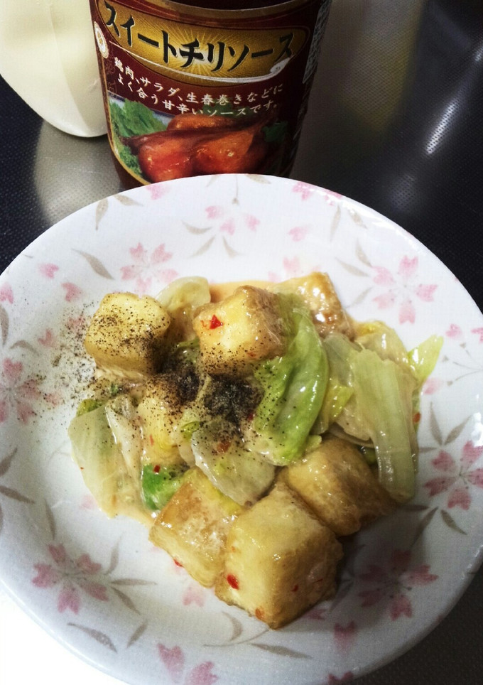 簡単おかず♪厚揚げ、レタスのチリソース-レシピのメイン写真